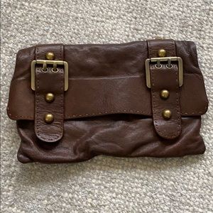 Carla Mancini brown leather clutch